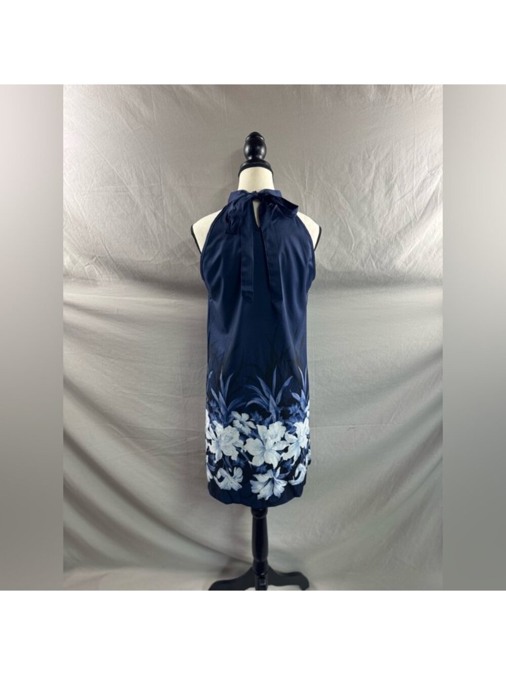 Boho Floral Print A-Line Halterneck Dress Blue - Picture 9 of 9